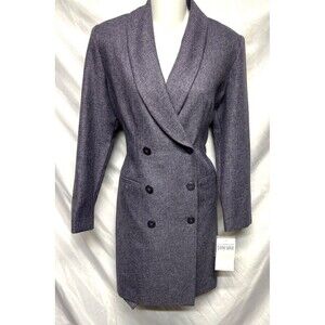 VINTAGE Dani Max Purple Double Breasted Jacket Long Blazer Coat Sz 8 NWT +🎁